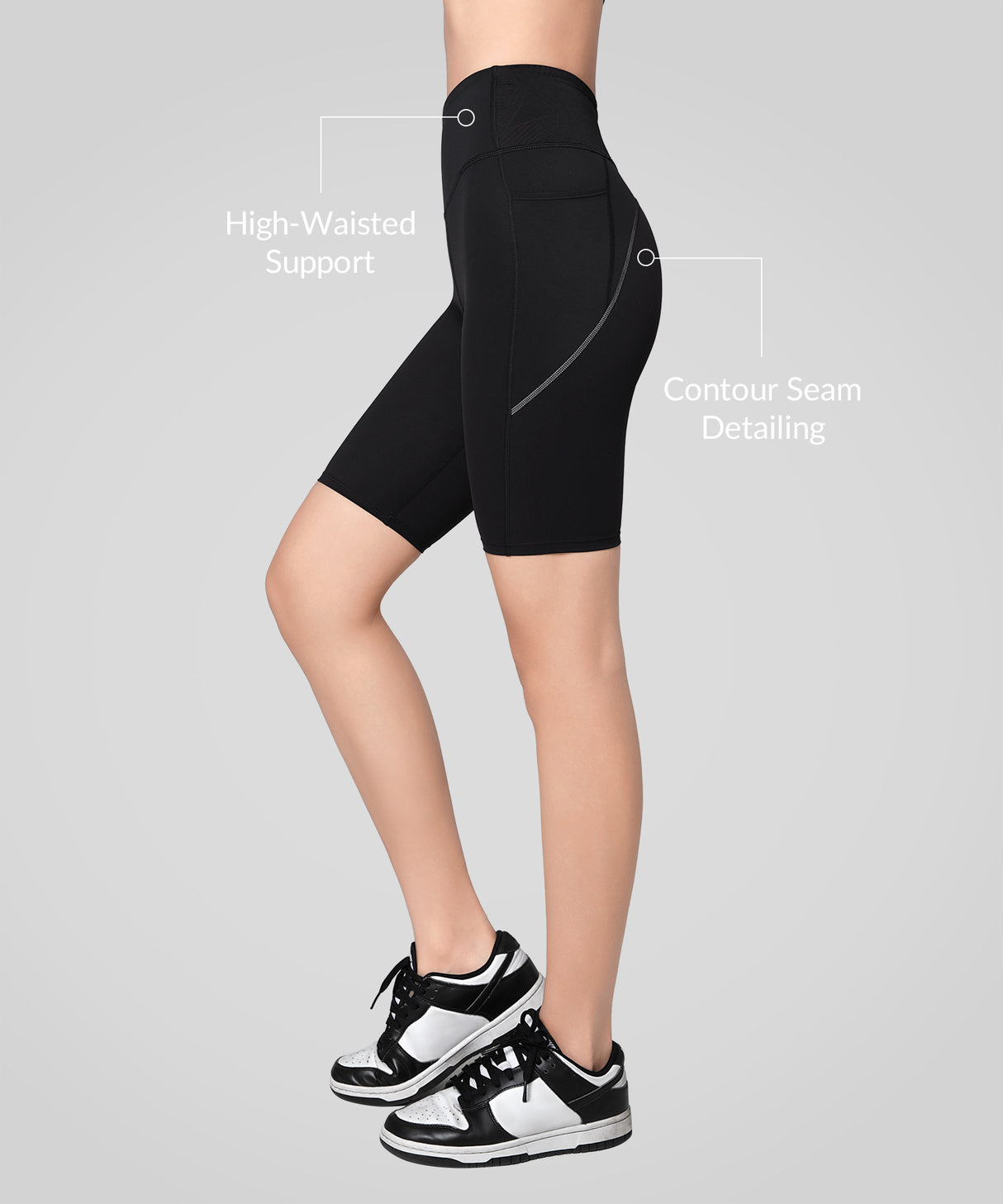 Echo Stretchy High Waist Shorts with Side Pockets 9‘’| Women's High Support Running Shorts