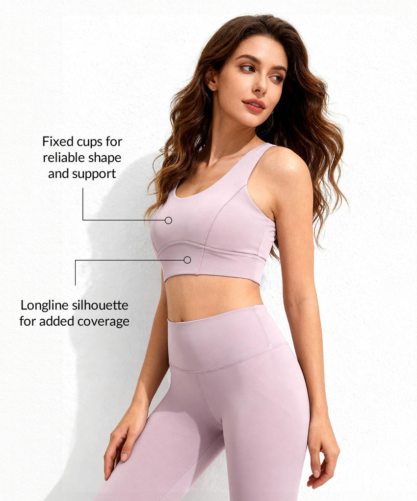 Gepolsterter Longline-Yoga-BH mit breitem Unterbrustband | Sport-BH für Damen mit leichter Stützfunktion