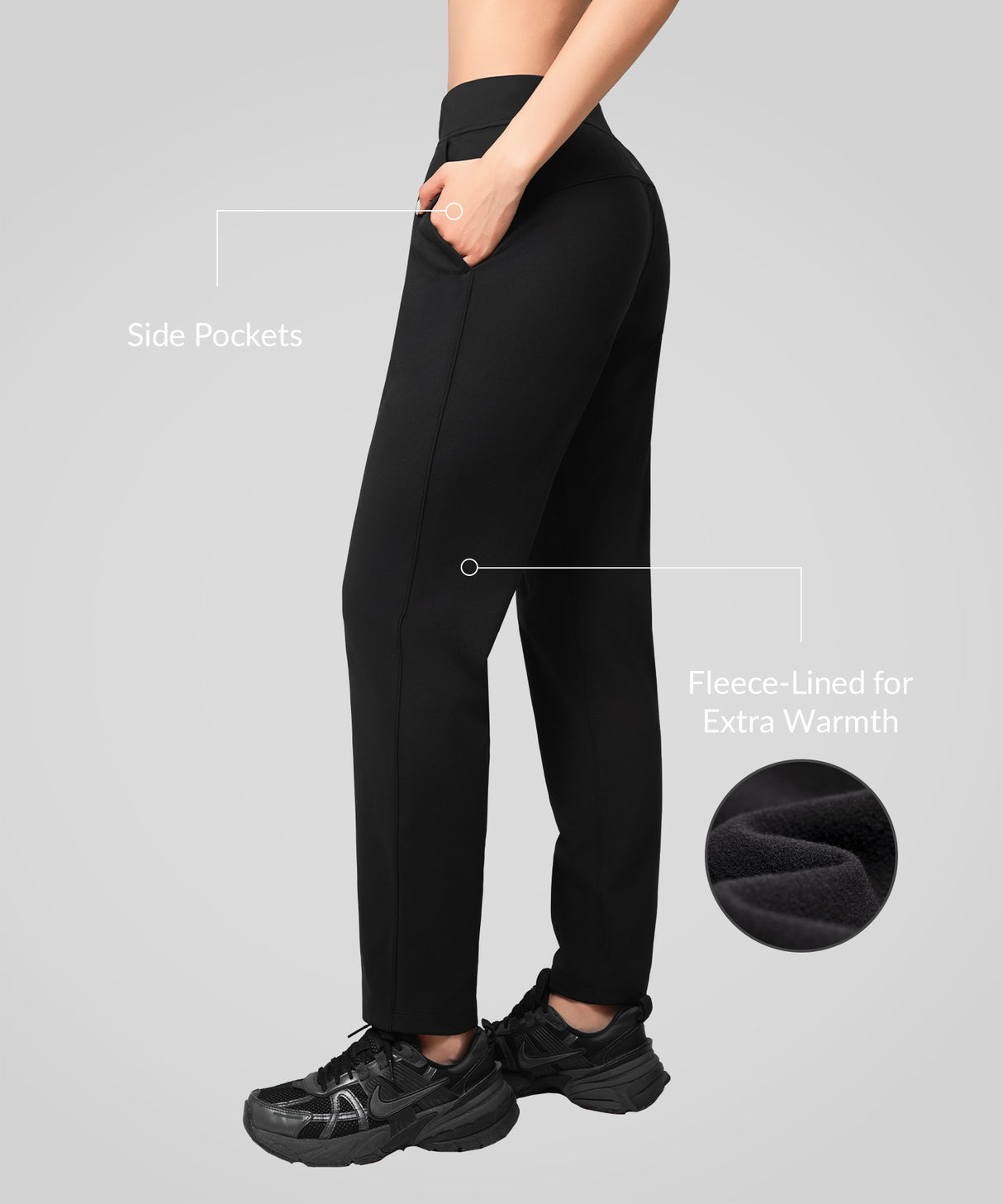 Pantaloni sportivi casual con fodera in pile e tasche ovunque | Pantaloni sportivi da donna