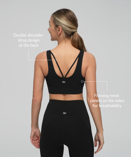 Anywhere Side Mesh Double Strap Yoga Bra| Women's Light Support Sports Bra
