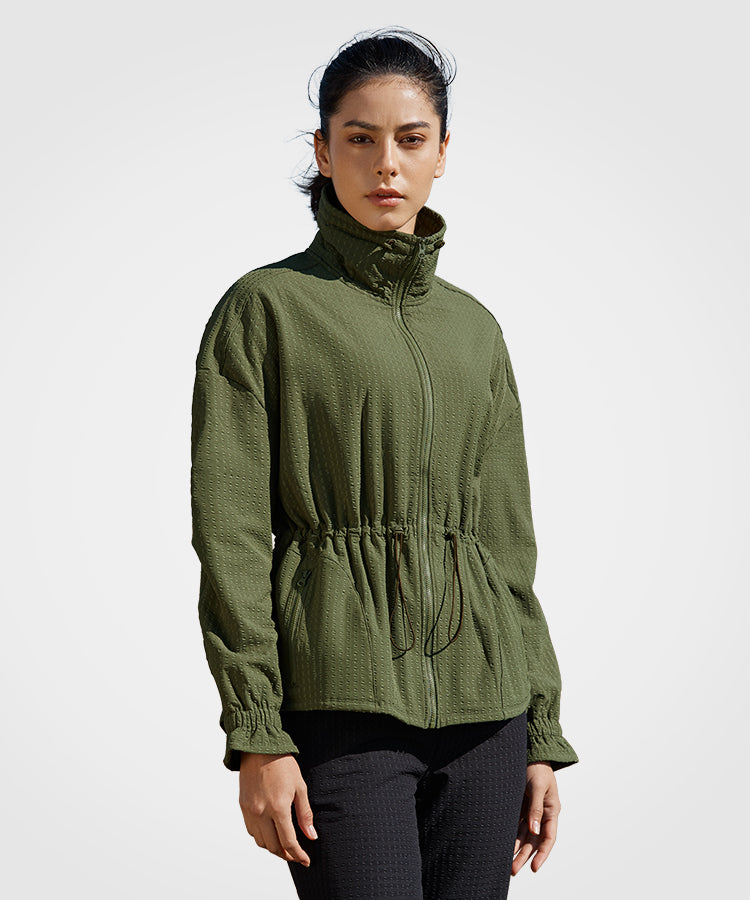 Shift Textured Drawstring Waist Fleece lined Jacket
