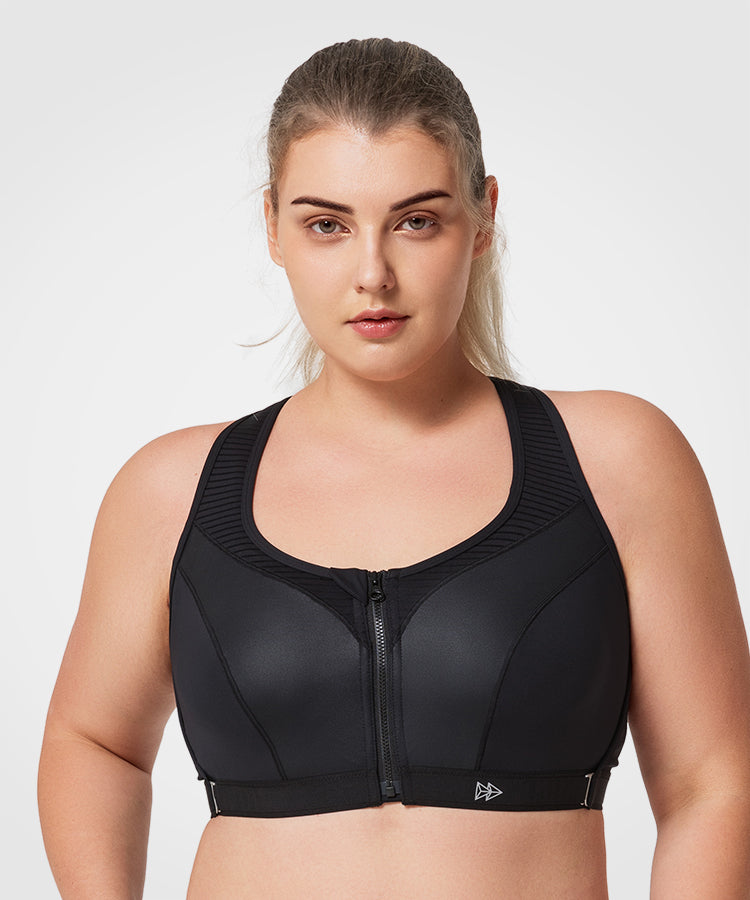 Sports bra with adjustable straps - Black - Sz. 42-60 - Zizzifashion