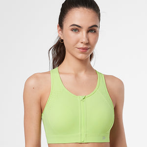 Sculpt Zip Perforated Racerback Mesh Padded Running Bra