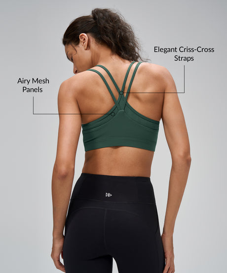 Anywhere Stretch Criss-Cross Mesh Yoga Bra| Women's Light Support Sports Bra