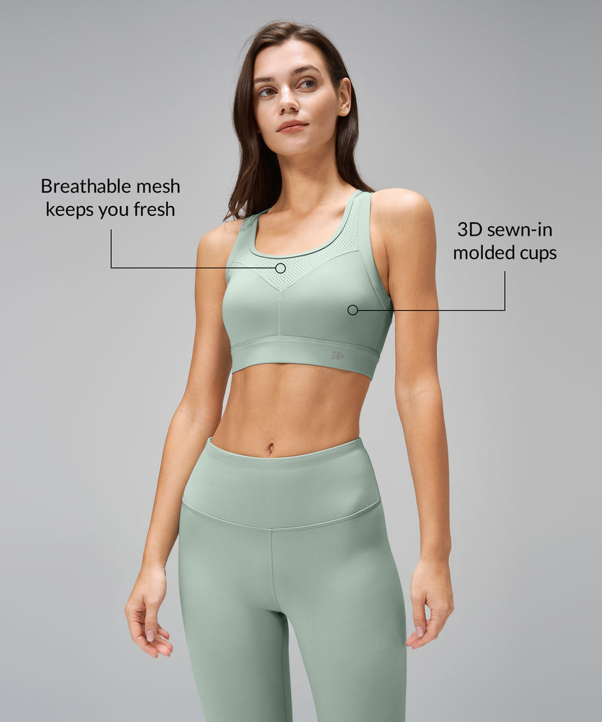 Power Front Mesh Arched Cutout Sports Bra | Women's High Support Sports Bra