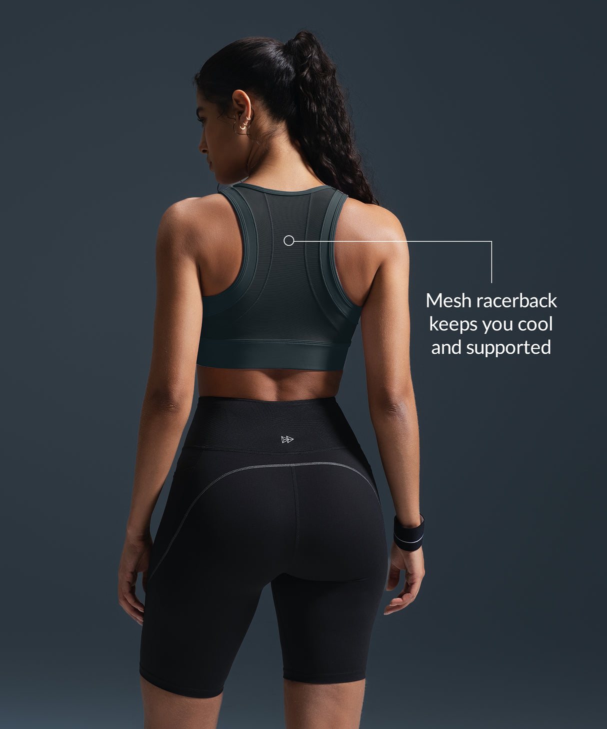 Sculpt Zip Mesh Racerback Vadderad Löpar-BH | Sport-BH med Högt Stöd för Damer