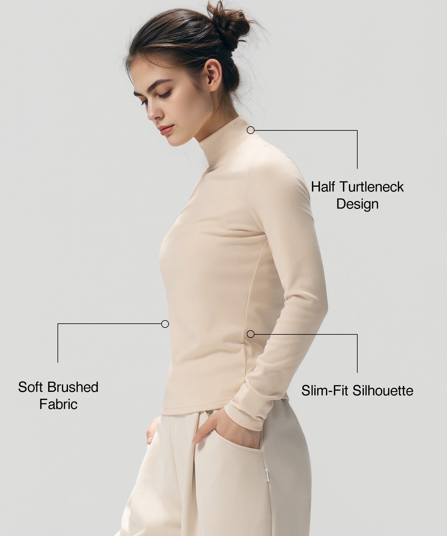 Anywhere Cozy Stretch Mock Neck Long Sleeve Tee | Women's Long Sleeve T-shirt