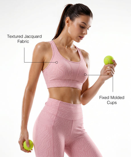 Pink Racerback Mesh Full Coverage Running Bra | High-Impact Support Best For Running, HIIT & Training