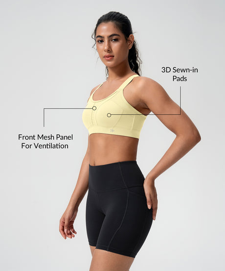 Power Adjustable Criss Cross Padded Running Bra | Women's High Support Sports Bra