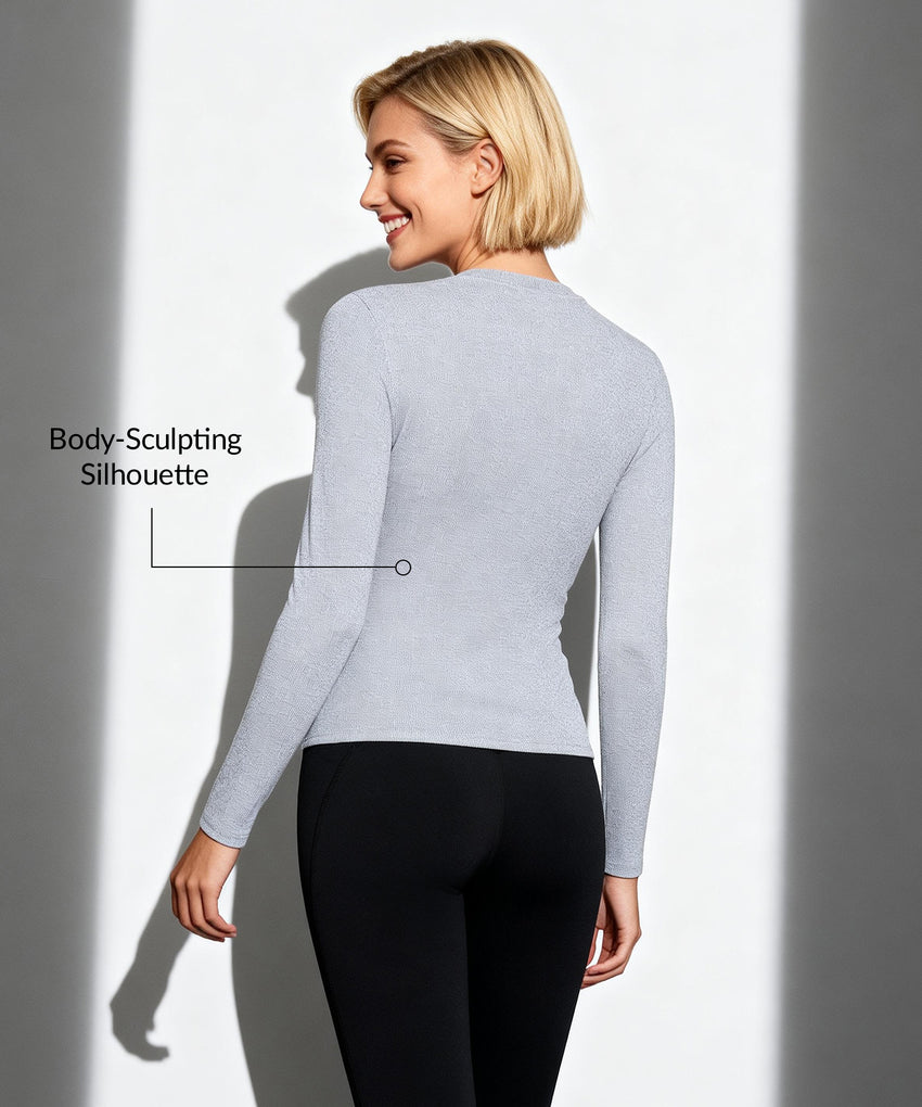 Långärmad skjorta med knappkrage och avslappnad passform | Långärmad t-shirt för kvinnor