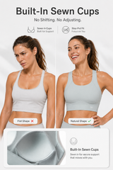Sujetador deportivo Echo Natural Shine con espalda abierta para correr | Sujetador deportivo de alta sujeción para mujer