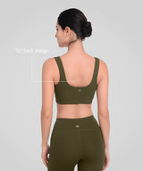 Sujetador de yoga con relleno y espalda en U profunda acanalada Shift | Sujetador deportivo de sujeción ligera para mujer