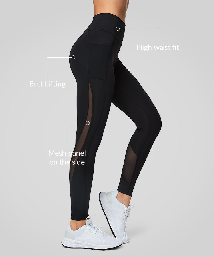Power High Waist Mesh-Taschen Laufleggings 26" | Damen-Leggings mit starkem Halt