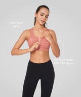 Enfold Zip Mesh Racerback Padded Running Bra | Women's High Support Sports Bra
