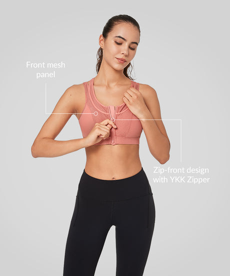 Enfold Zip Mesh Racerback Vadderad Löpar-BH | Sport-BH med Högt Stöd för Damer