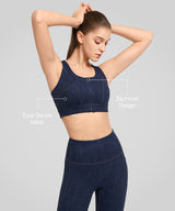 Anywhere Fashion Lauf-BH aus Denim-Imitat | Sport-BH mit starkem Halt für Damen