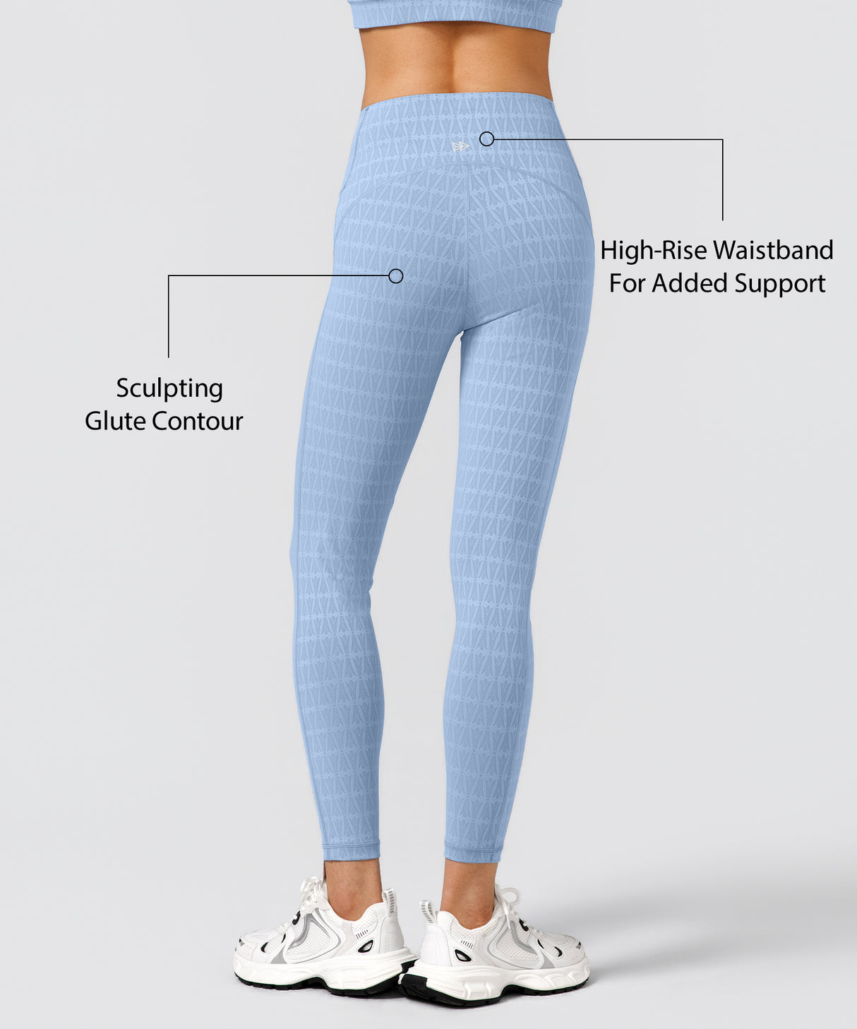Power Jacquard Pattern No Front Seam High-Rise Running Leggings 25inches | Women's High Support Leggings