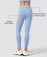 Power Jacquard Pattern No Front Seam High-Rise Running Leggings 25inches | Women's High Support Leggings
