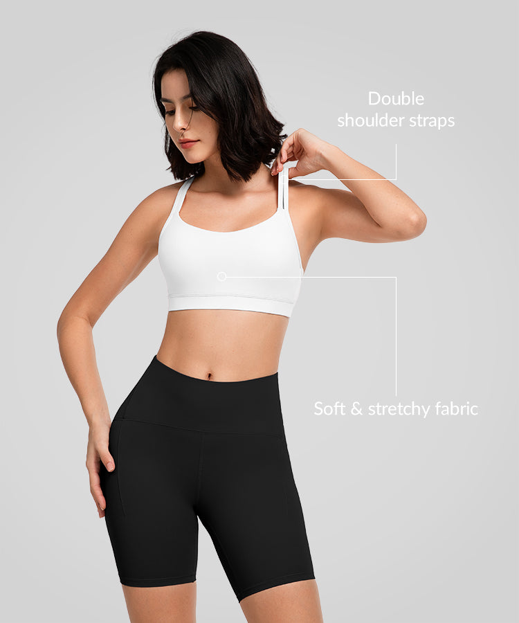 Shift Scoop Neckline Double Straps Padded Yoga Bra | Women's Light Support Sports Bra