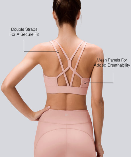 Anywhere Removable Push up Cups Yoga Bra V-Neck Double Straps | Women's Light Support Sports Bra