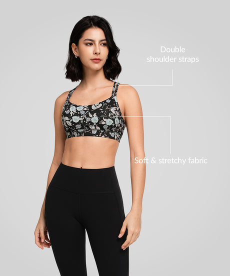 Shift Scoop Neckline Double Straps Padded Yoga Bra | Women's Light Support Sports Bra