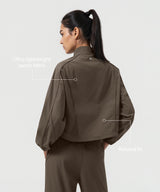 Anywhere Kurzer Stehkragen Mode Freizeitjacke | Damen Sportjacke