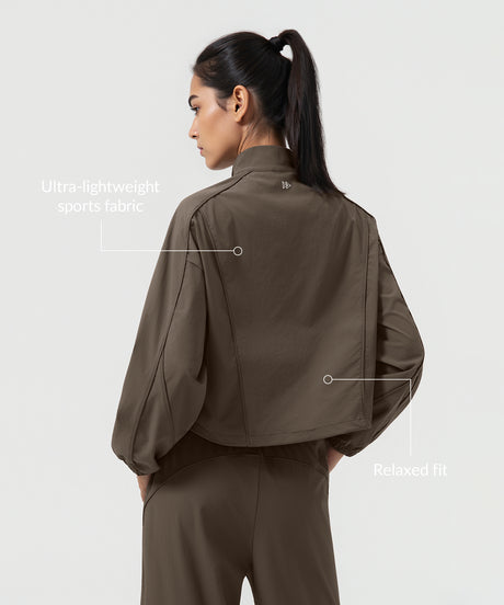 Anywhere Kurzer Stehkragen Mode Freizeitjacke | Damen Sportjacke