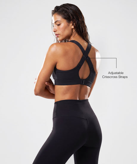 Power V-Neck Cross Back Padded Running Bra | Women's High Support Sports Bra