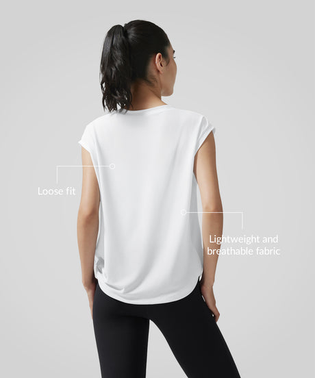 Anywhere Knotted V-neck Loose-fitting T-shirt| Women's Short Sleeve T-shirt