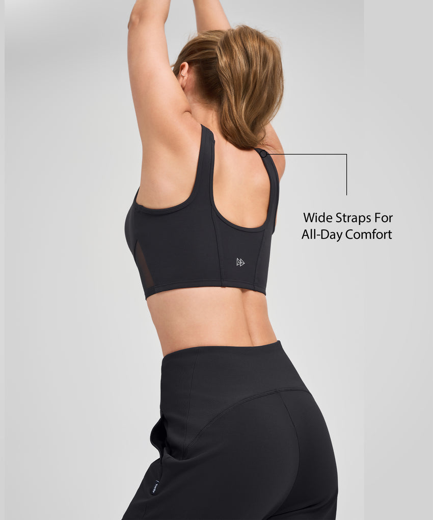 Anywhere Sewn-In Padded Mesh Yoga Bra| Women's Light Support Sports Bra