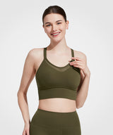 Shift Longline Mesh Strappy Padded Yoga BH | Leicht stützender Sport-BH für Damen