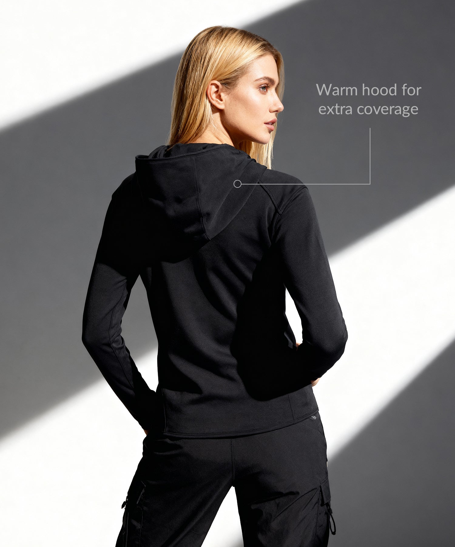 Fleece-Kapuzenjacke mit Reißverschlusstaschen | Damen-Sportjacke