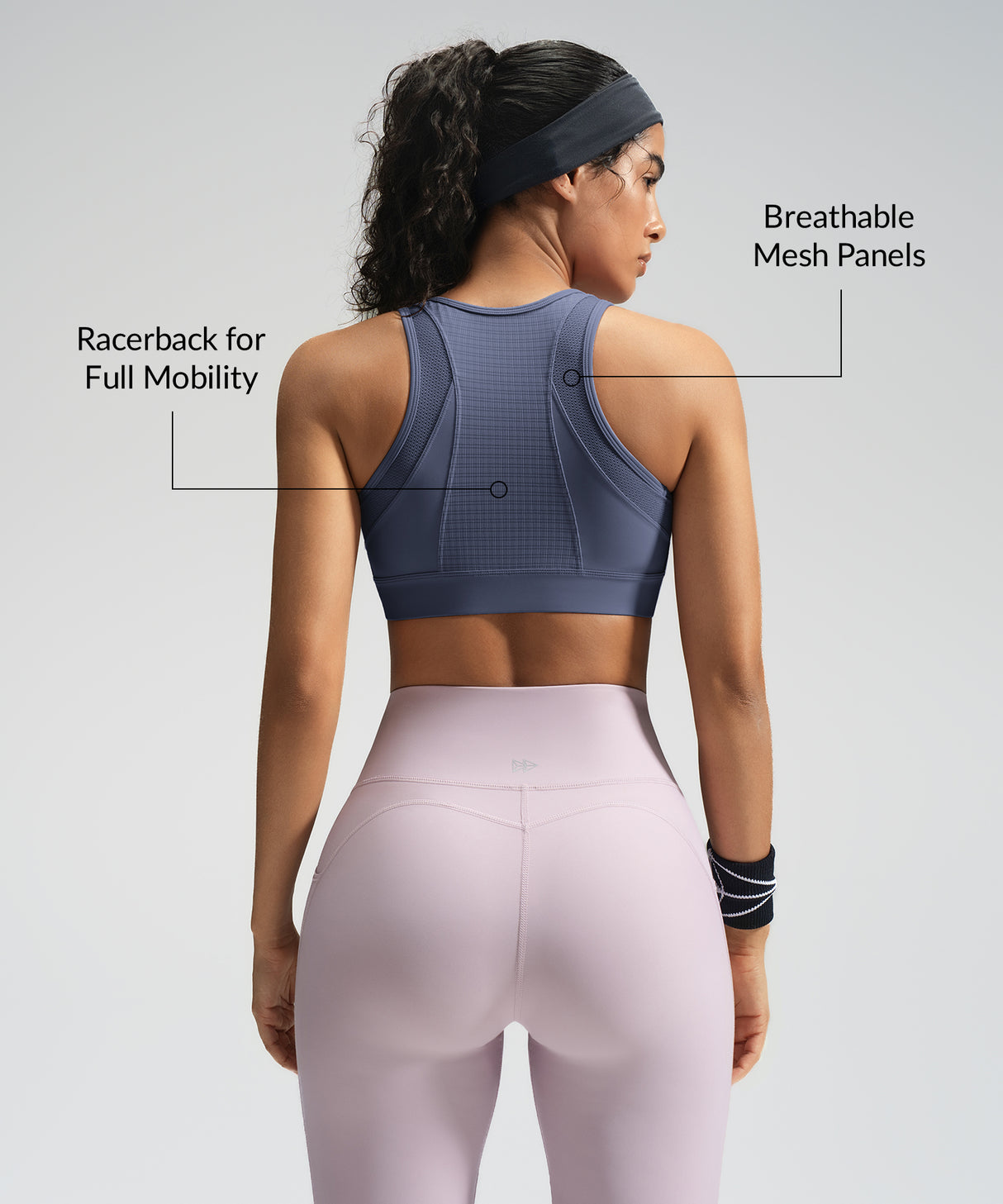 Power Front-Zip Mesh Racerback Löpar-BH | Sport-BH med högt stöd för kvinnor