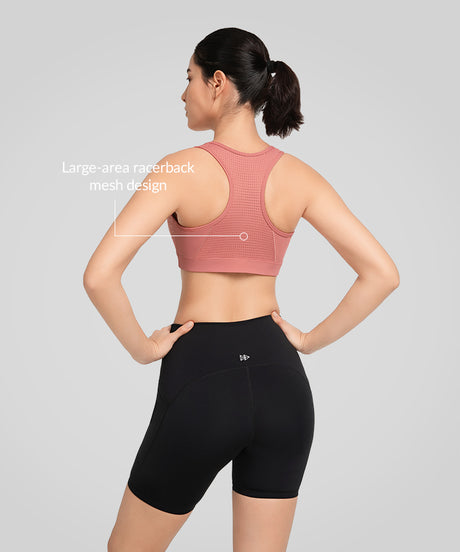 Power Zip Front Breathable Mesh Running Bra | Women's High Support Sports Bra