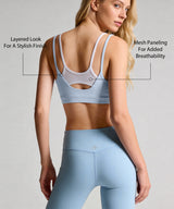 Anywhere Double Straps Removable Cups Mesh Yoga Bra | Women's Light Support Sports Bra