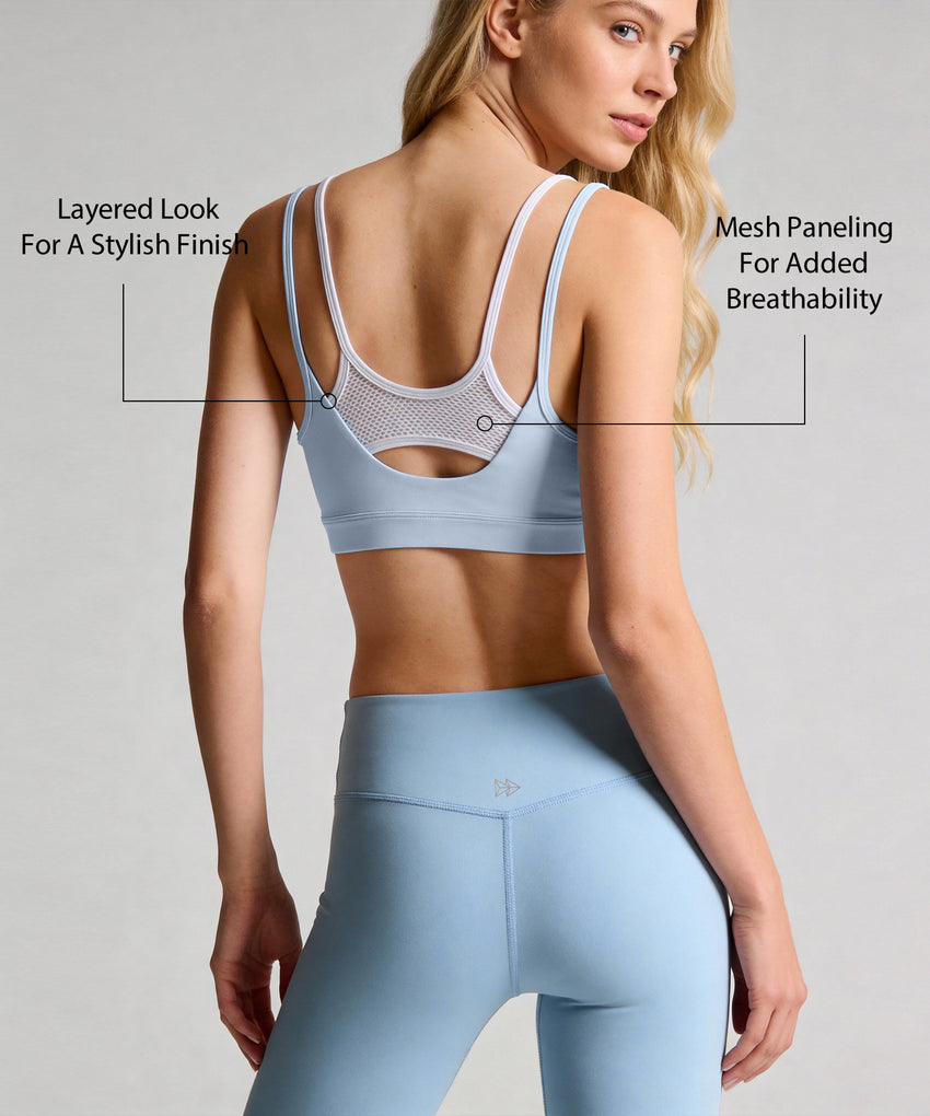 Anywhere Double Straps Removable Cups Mesh Yoga Bra | Women's Light Support Sports Bra