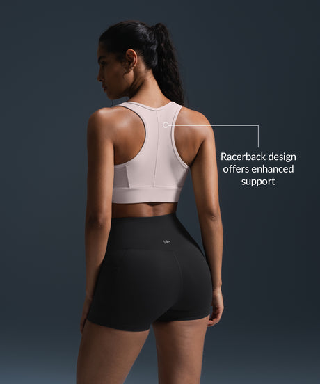 Enfold Zip Front Racerback Vadderad Löpar-BH | Sport-BH med Högt Stöd för Damer