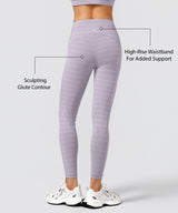 Power Jacquard Pattern No Front Seam High-Rise Running Leggings 25inches | Women's High Support Leggings