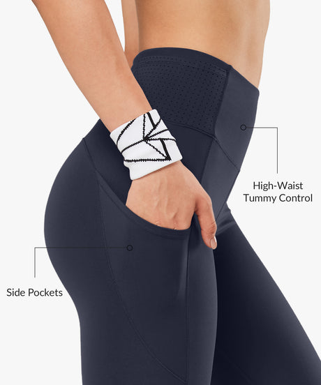 High Waist Sculpting Fitness Gym Leggings 28 Inch| Women's High Support Leggings 67A Navy