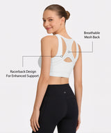 Power Front Zip Full Coverage Racerback Mesh Running Bra | Women's High Support Sports Bra