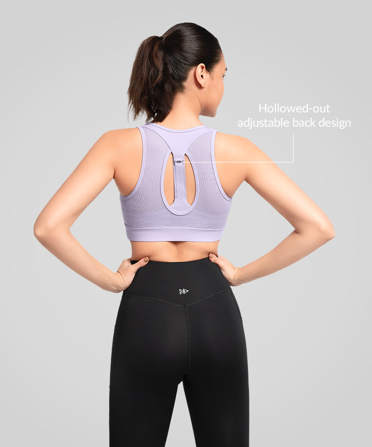 Power Back Adjustable Mesh Running Bra | Women's High Support Sports Bra Purple