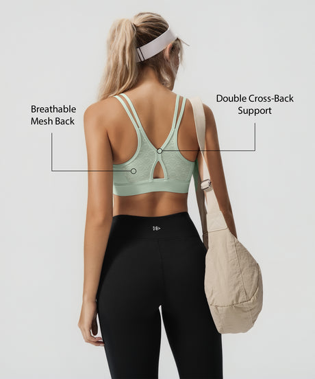 Anywhere V-neck Diamond Mesh Yoga Bra| Women's Light Support Sports Bra