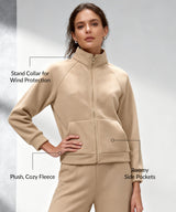 Anywhere Zip Pockets Fleece Stand Collar Jacket | Women's Sports Jacket
