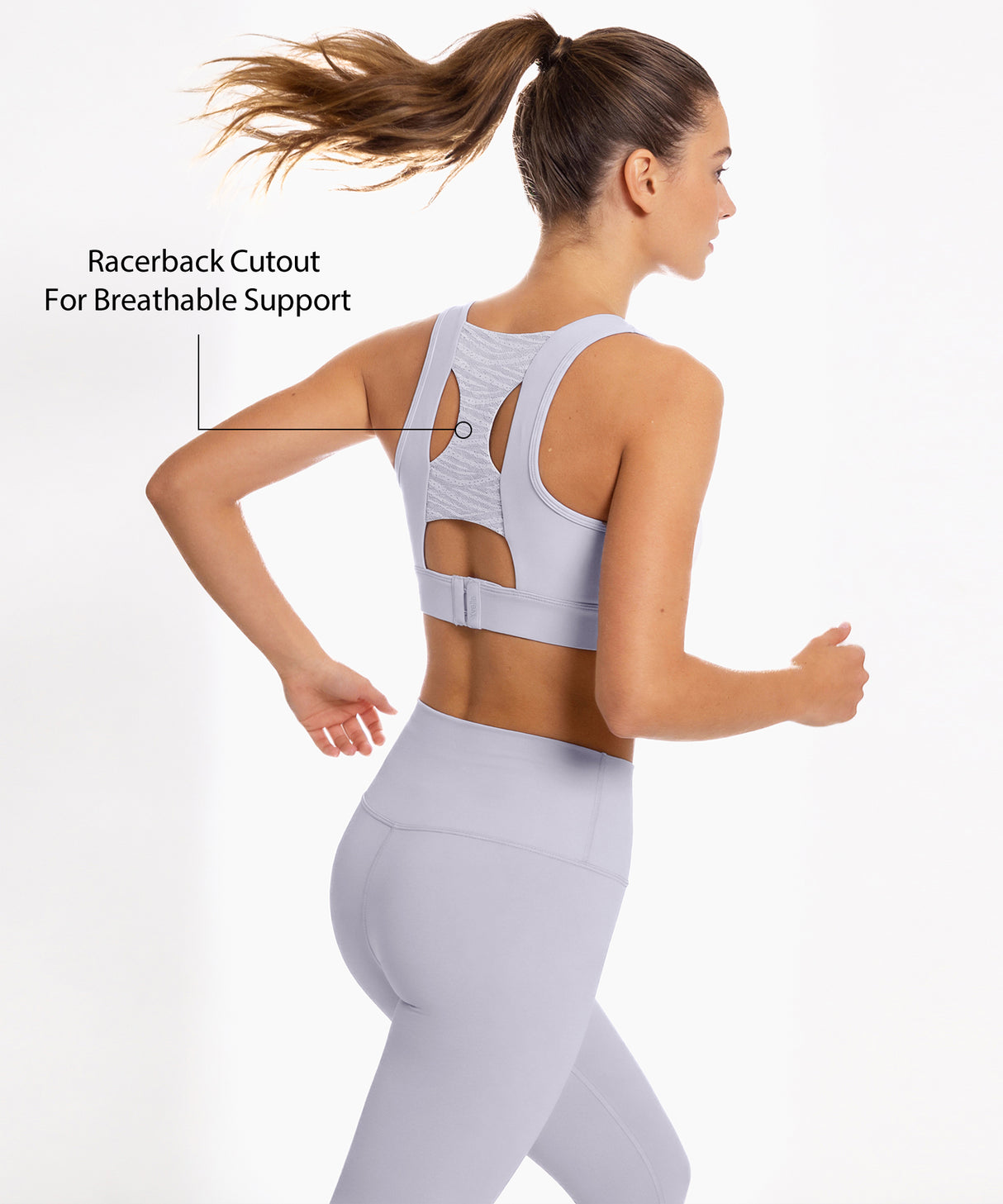 Power Racerback Mesh Full Coverage Running Bra | Women's High Support Sports Bra