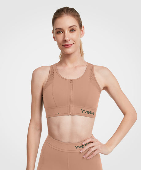 Echo Breathable Zip-Front Sustainable High-Support Bra | High-Impact Support Best For Running, HIIT & Training
