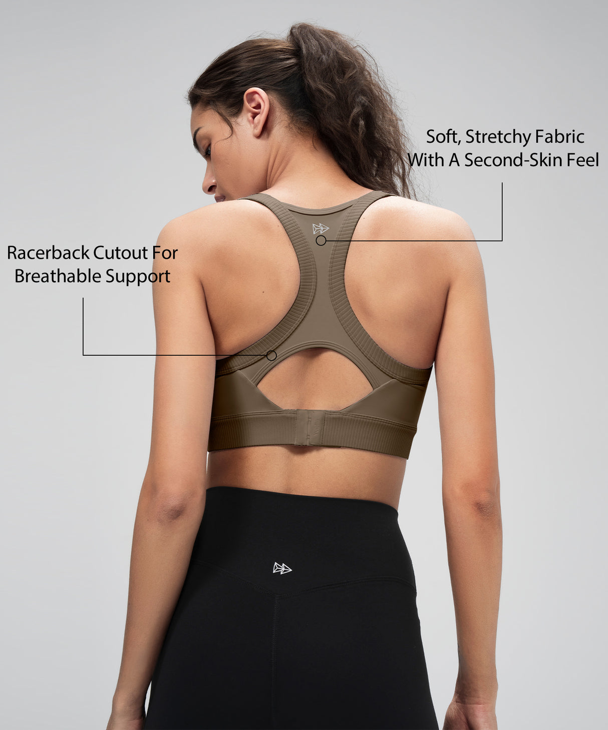 Shift Ribbed Sewn-in Pads Racerback Running Bra | Women's High Support Sports Bra