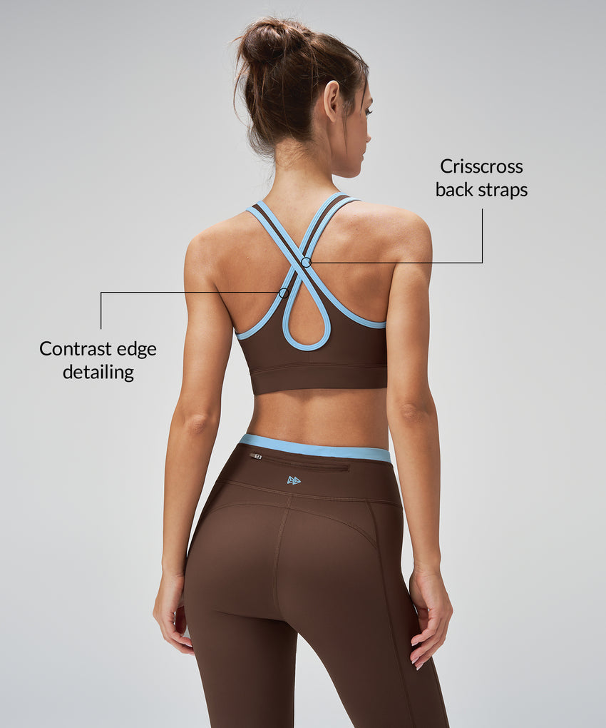 Reggiseno da corsa Power One-piece Crisscross a copertura totale | Reggiseno sportivo ad alto sostegno da donna