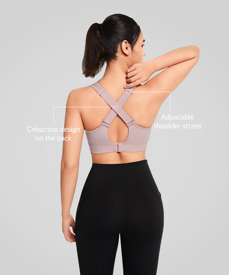 Sujetador deportivo transpirable con espalda cruzada y acolchado para correr | Sujetador deportivo de alta sujeción para mujer
