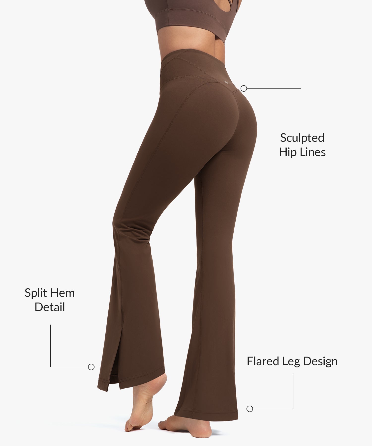 Pantaloni a zampa con orlo diviso e vita alta Anywhere | Pantaloni leggeri con supporto da donna