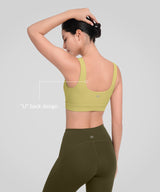 Shift Ribbed Deep U Back Padded Yoga Bra | Women's Light Support Sports Bra